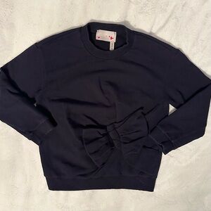 Lanvin Petite Navy Blue Bow Sweatshirt Top Girls 6 Made Italy cute designer kid